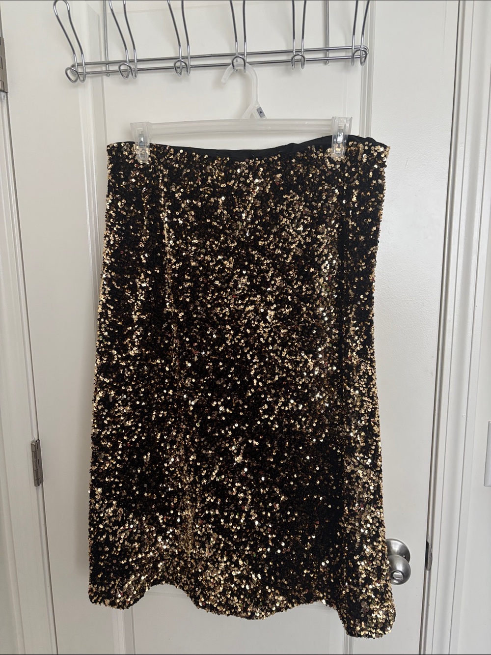 Banana Republic Black & Gold Sequin Midi Skirt